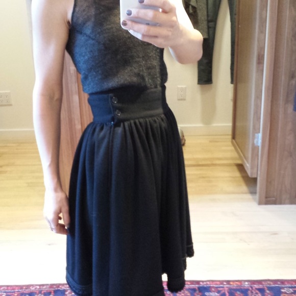 Vintage wool a-line black skirt - Picture 3 of 6